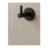 Aktel Banyo Siyah Yuvarlak Yapışkanlı Metal Tekli Kanca Bornoz Banyo Askısı
