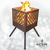 Aktepe Group Bahçe Şöminesi Ateş Çukuru 60 Litre Büyük Boy Şömine Bahçe Sobası Balkon Isıtma Fire Pit Siyah