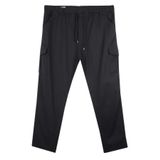 AKTEZ-EL Erkek Büyük Beden Gabardin Pantolon Siyah Kargo Cepli Jogger Beli Lastikli