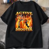 Aktif Atıcı Grafik T Shirt Komik Meme Tshirt Pamuk Kısa Kollu O Boyun T-Shirt Adam Elbise Boy 2851 - Siyah