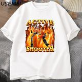 Aktif Atıcı Grafik T Shirt Komik Meme Tshirt Pamuk Kısa Kollu O Boyun T-Shirt Adam Elbise Boy - Beyaz