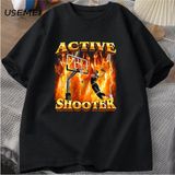 Aktif Atıcı Grafik T Shirt Komik Meme Tshirt Pamuk Kısa Kollu O Boyun T-Shirt Adam Elbise Boy - Siyah