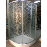 Aktu Desaş Duşakabin ve Tekne Revan Desen (Tekne Dahildir) 90 x 90 cm Oval 5mm Temp. Cam Parl. Alm Prfl - 90 x 90 x 190