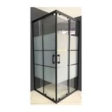 Aktu Duşakabin 90 x 90 Kare 5mm Temperli Cam - Mat Siyah Profil / Kumlama Kutu (Box) Desen - 90 x 90 Siyah