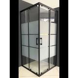 Aktu Duşakabin Kare 5mm Temperli Cam - Mat Siyah Profil / Kumlama Kutu (Box) Desen - 100 x 100