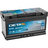 Akü Deta 12V 100 Ah 900A Start Stop Efb L05 (353×175×190) - Siyah