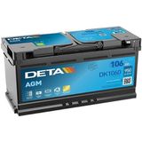 Akü Deta 12V 106 Ah 950A Start Stop Agm L06 (392X175X190) - Siyah