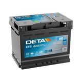 Akü Deta 12V 60 Ah 640A Start Stop Efb L02 (242×175×190) - Siyah