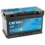Akü Deta 12V 82 Ah 800A Start Stop Agm L04 (315X175X190) - Siyah