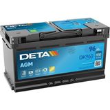 Akü Deta 12V 96 Ah 850A Start Stop Agm L05 (353X175X190) - Siyah