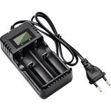 Akü Şarj Cihazı LCD Ekran Lityum İyon Pil Şarj Cihazı Akıllı Hızlı Şarj 2 Yuvalı Kafa Çok Sayıda 3,7 V 26650/18650/14500/16340 Lityum İyon Piller ile Uyumlu (Small)