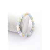 Akuamarin - Heliodor Doğal Taş Bileklik 8 mm Küre Kesim