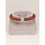 Akuamarin Taşlı Rudraksha Tohum Bileklik 8mm