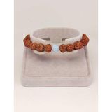 Akuamarin Taşlı Rudraksha Tohum Unisex Bileklik 8mm