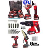 Akülü 5'li Set Kırıcı Delici Hilti Taşlama Somun Sıkma Vidalama Budama Kırmızı Renk