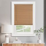Akülü Işık Filtreleme Mini Stor Perde - 29 İnç Genişlik, 150 cm Uzunluk, 2,5 cm Çıta Boyutu - Ahşap Ton - Akülü GII Morningstar İç Mekan için Yatay Pencere Panjurları Achim Home Decor