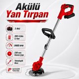 Akülü Şarjlı Yan Tırpan Çift Akülü 20V 4.0Ah Teleskopik Çim Ot Çalı Biçme Kesme Makinesi 230 Mm Disk