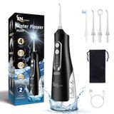 Akülü Su Diş Pensesinde Oral irrigatör, JNGOODS 310 ml Şarj Edilebilir Diş ipi IPX7 Su Geçirmez 4 Modlu Taşınabilir Sulama, 4 Jet İpucu ile Taşınabilir Sulama, Seyahat Evde kullanım (Siyah)