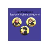 Akumastik Jujutsu Kaisen İtadori x Nobara x Megumi 3lü Çanta Süsü Rozet-İğneli Buton Rozet Seti