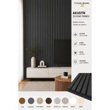 Akustik Duvar Paneli Çıtalı Mdf Ahşap Ses Yalıtımlı Dekoratif Duvar Kaplama Slat Wall Panel Keçeli Tv Arkası Dekor Kaplama 100X280 cm Antrasit - 100 x 280 cm