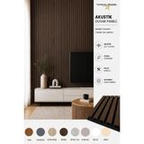 Akustik Duvar Paneli Çıtalı Mdf Ahşap Ses Yalıtımlı Dekoratif Duvar Kaplama Slat Wall Panel Keçeli Tv Arkası Dekor Kaplama 100X280 cm - Barok - 100 x 280 cm
