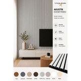 Akustik Duvar Paneli Çıtalı Mdf Ahşap Ses Yalıtımlı Dekoratif Duvar Kaplama Slat Wall Panel Keçeli Tv Arkası Dekor Kaplama 100X280 cm -Beyaz - 100 x 280 cm