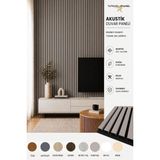 Akustik Duvar Paneli Çıtalı Mdf Ahşap Ses Yalıtımlı Dekoratif Duvar Kaplama Slat Wall Panel Keçeli Tv Arkası Dekor Kaplama 100X280 cm - Kum Beji - 100 x 280 cm