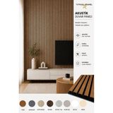 Akustik Duvar Paneli Çıtalı Mdf Ahşap Ses Yalıtımlı Dekoratif Duvar Kaplama Slat Wall Panel Keçeli Tv Arkası Dekor Kaplama 100X280 cm Teak - 100 x 280 cm