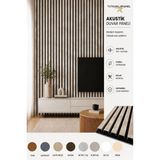 Akustik Duvar Paneli Çıtalı Mdf Ahşap Ses Yalıtımlı Dekoratif Duvar Kaplama Slat Wall Panel Keçeli Tv Arkası Dekor Kaplama 100X280 cm - Traverten - 100 x 280 cm