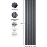 Akustik Duvar Paneli Çıtalı Mdf Ahşap Ses Yalıtımlı Dekoratif Duvar Kaplama Slat Wall Panel Keçeli Tv Arkası Dekor Kaplama 60X280 cm - Antrasit - 60 x 280 cm