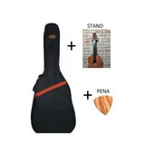 Akustik Gitar Kılıfı Profesyonel 10 Mm Pedli Soft Case - Ahşap Pena - Duvar Askı Standı Hediye