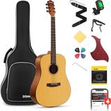 Akustik Gitar, Tam Boy 104 cm (41 Inç) Dreadnought Gitar Paketi, Acemi Için Gig Bag Tuner Kayış - Standart - Çok Renkli