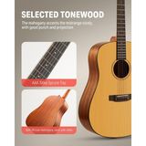 Akustik Gitar, Tam Boy 104 cm (41 Inç) Dreadnought Gitar Paketi, Acemi Için Gig Bag Tuner Kayış Telleri ile Capo Penaları (Dag-1) - Standart - 0-Koyu Mavi