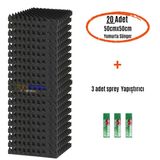 Akustik Yumurta Sünger 60Dns Yanmaz 50Cmx50cm 25Mm (20Adet + 3 Sprey Yapıştırıcı)