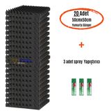 Akustik Yumurta Sünger 60Dns Yanmaz 50Cmx50cm 40Mm (20Adet + 3 Sprey Yapıştırıcı)