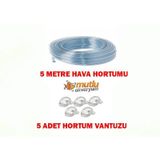 AKVARYUM HAVA HORTUMU 5 METRE + 5 ADET VANTUZ