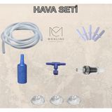 Akvaryum Hava Seti 2 mt Hortum - 5 Ek - 1 Hava Taşı - 1 Vana - 1 Çekvalf -3 Vantuz