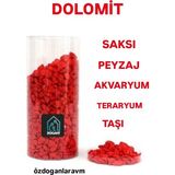 Akvaryum Teraryum Saksı Dolomit Süs Dekor Taş 2 kg - Kırmızı