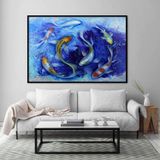 Akvaryum Yağlı Boya Dokulu Tablo 50X70 Gümüş Çerçeveli