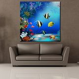 Akvaryumda Balıklar Kanvas Tablo 50x50cm