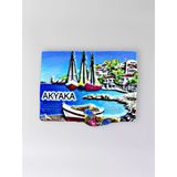 Akyaka Polyester Kabartmalı Magnet 7 X 5 Cm Dekoratif Hediyelik Buzdolabı Süsü (Kod:1709)