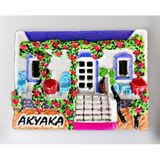 Akyaka Polyester Kabartmalı Magnet 7X5cm Dekoratif Hediyelik Buzdolabı Süsü (Kod:1439)