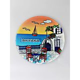 Akyaka Polyester Kabartmalı Magnet Çap:6,5Cm Dekoratif Hediyelik Buzdolabı Süsü (Kod:1351)