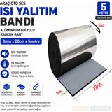 Akyelone Araç Oto Ses Isı Yalıtım Bandı 3mm x 20CM x 5 Metre Alüminyum Folyolu Kauçuk Izolasyon Bantı - Standart