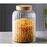 Akyol Home Bambu Kapaklı Cam Çizgili Kavanoz 4900ML - Şeffaf - 1 - 4900 ml
