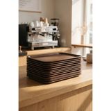 Akyüz Plastik 10 Adet Tray 30 cm Plastik Servis Tepsisi, Sunum Tepsisi Kahve Tepsisi-30 cm x 15 Cm-Kahverengi