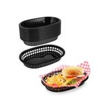 Akyüz Plastik 🍔 10'lu Plastik Hamburger, Patates, Nachos ve Atıştırmalık Servis Sepeti, Restoran Sepeti-Siyah