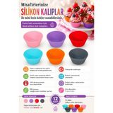 Akyüz Plastik 🧁 12’li Silikon Muffin Kek Kalıbı Renkli Mini Cupcake Kalıbı Fırına Dayanıklı Kek Kalıbı