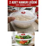 Akyüz Plastik 2 Adet Çok Amaçlı Şeffaf Mutfak Kabı Hamur Yoğurma ve Saklama Leğeni-44 ve 51 cm - Büyük Boy-26 Litre + 15 Litre