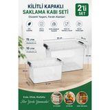 Akyüz Plastik 📦 2'li Kilitli Kapaklı Saklama Kabı Seti 15L + 10L | Bpa Içermez Şeffaf Düzenleyici, Organizer Kutu